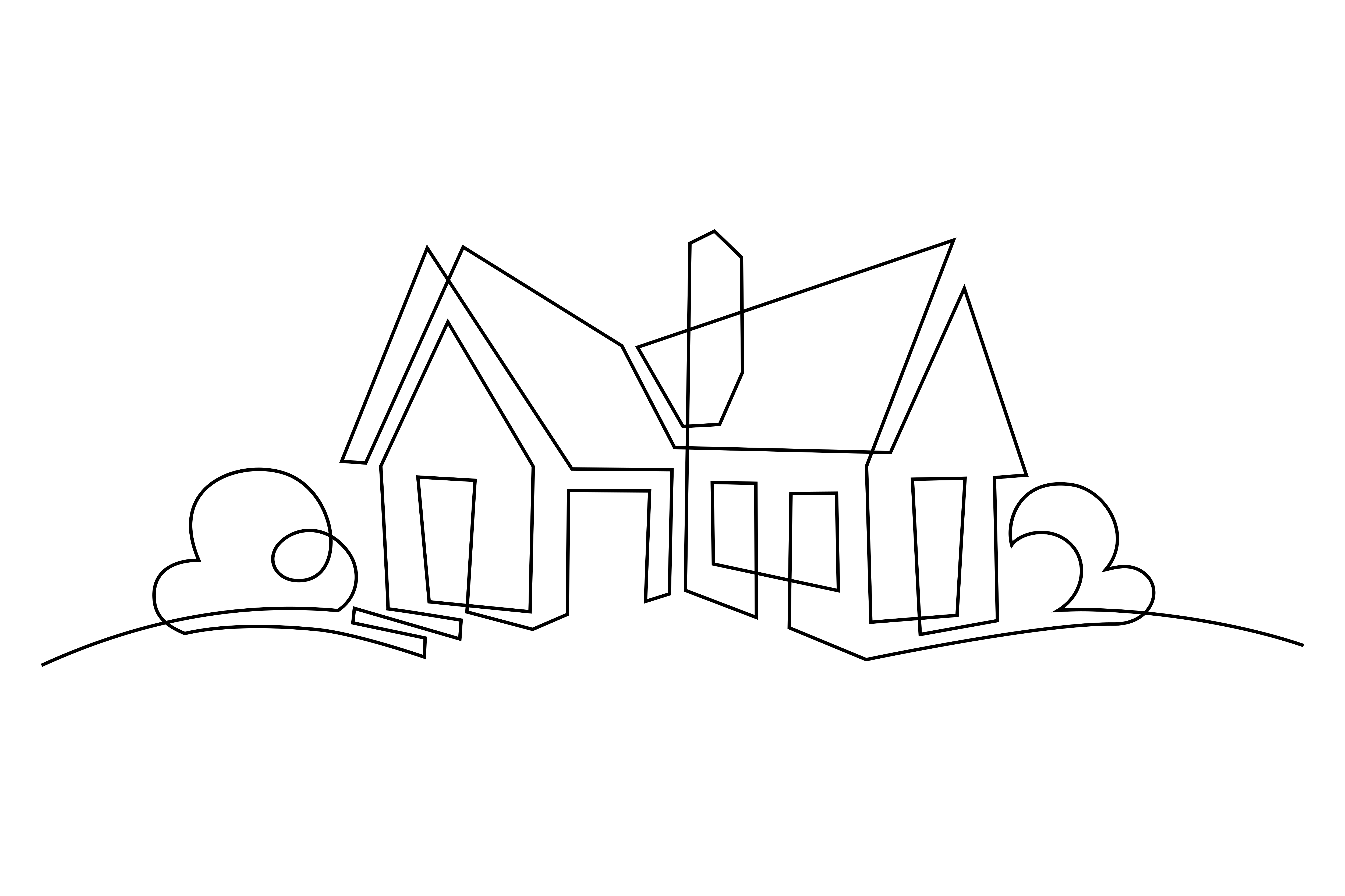 dessin maison jardin trais